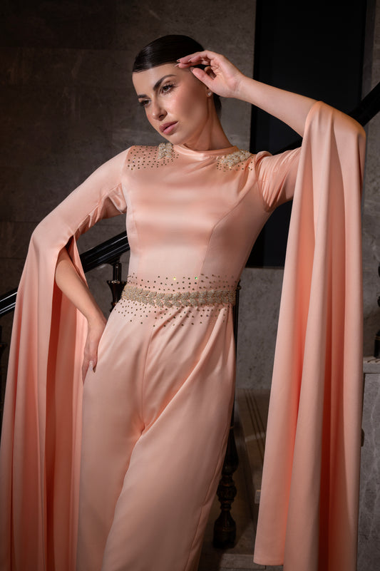 Peach Sleeveless Jumpsuit