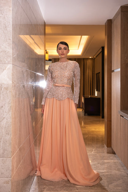 Peach Embellished Dress