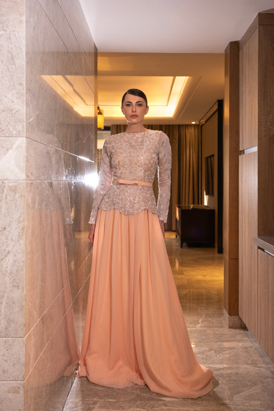 Peach Embellished Dress