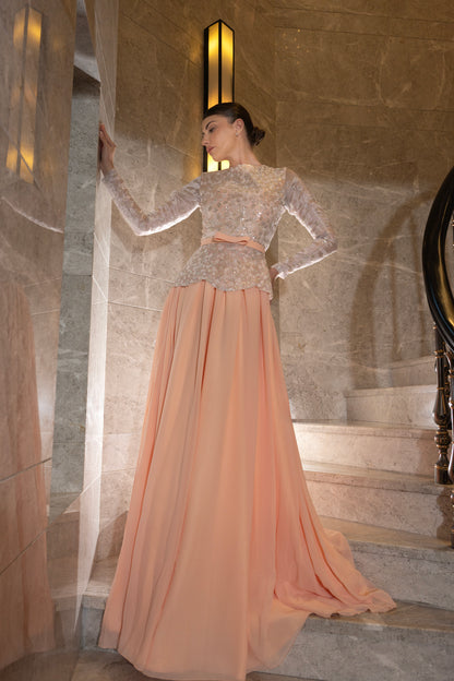 Peach Embellished Dress