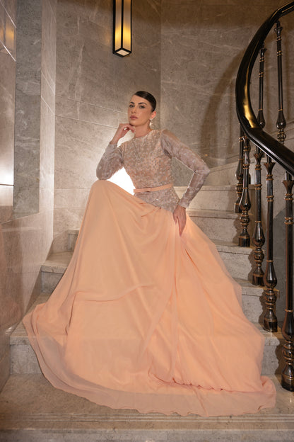 Peach Embellished Dress