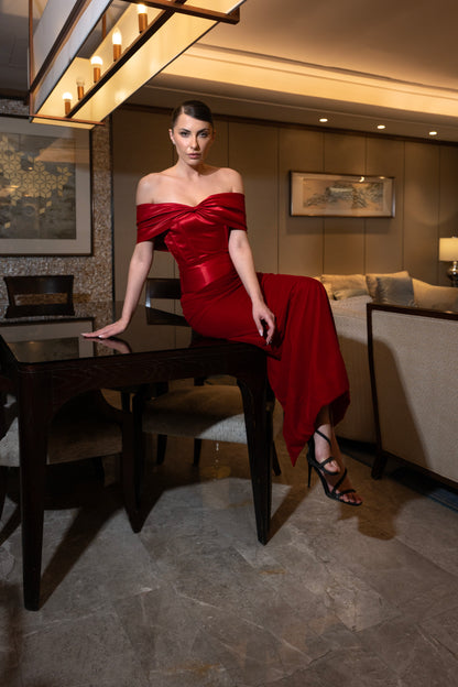 Red Off-Shoulder Dress